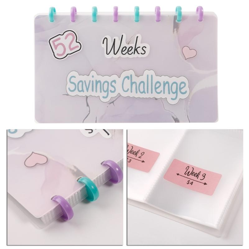 52 Week Savings Challenge Reusable Budget Book with Cash Envelopes Money Binder for Saving Refillable Money Organizers