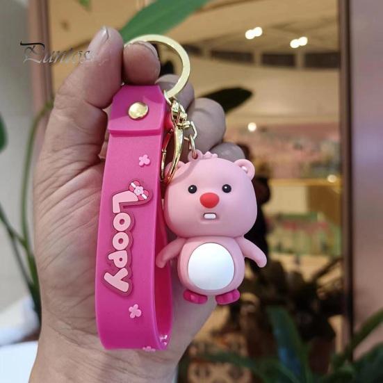 Брелок для ключей, милый мультяшный персонаж, бобр, полированный обруч из нержавеющей стали, зажим для омара, красочный брелок для ключей, органайзер для ключей, ремешок на запястье, школьная сумка, кулон, брелок