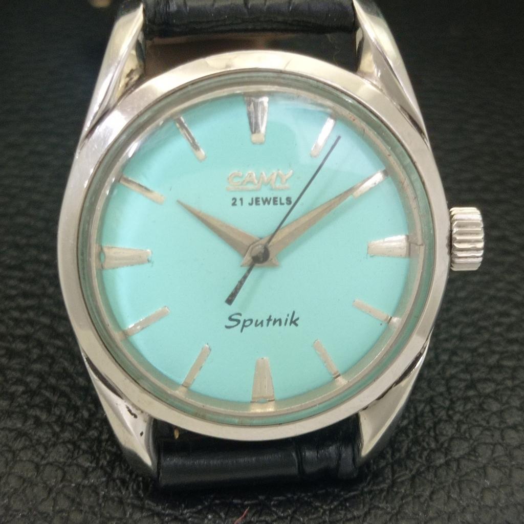 ВИНТАЖНЫЕ CAMY SPUTNIK С РУЧНЫМ ЗАВОДОМ ШВЕЙЦАРСКИЕ МУЖСКИЕ ЧАСЫ С МОРСКИМ ЗЕЛЕНЫМ ЦИФЕРБЛАТОМ a703025-1 R212-a703025