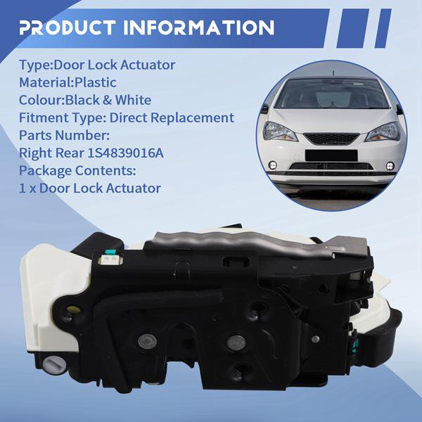 1S4839016A: Right Rear Door Lock Actuator for VW Skoda CITIGO