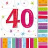 Radiant 40th Birthday Disposable Napkins (Pack of 16)
