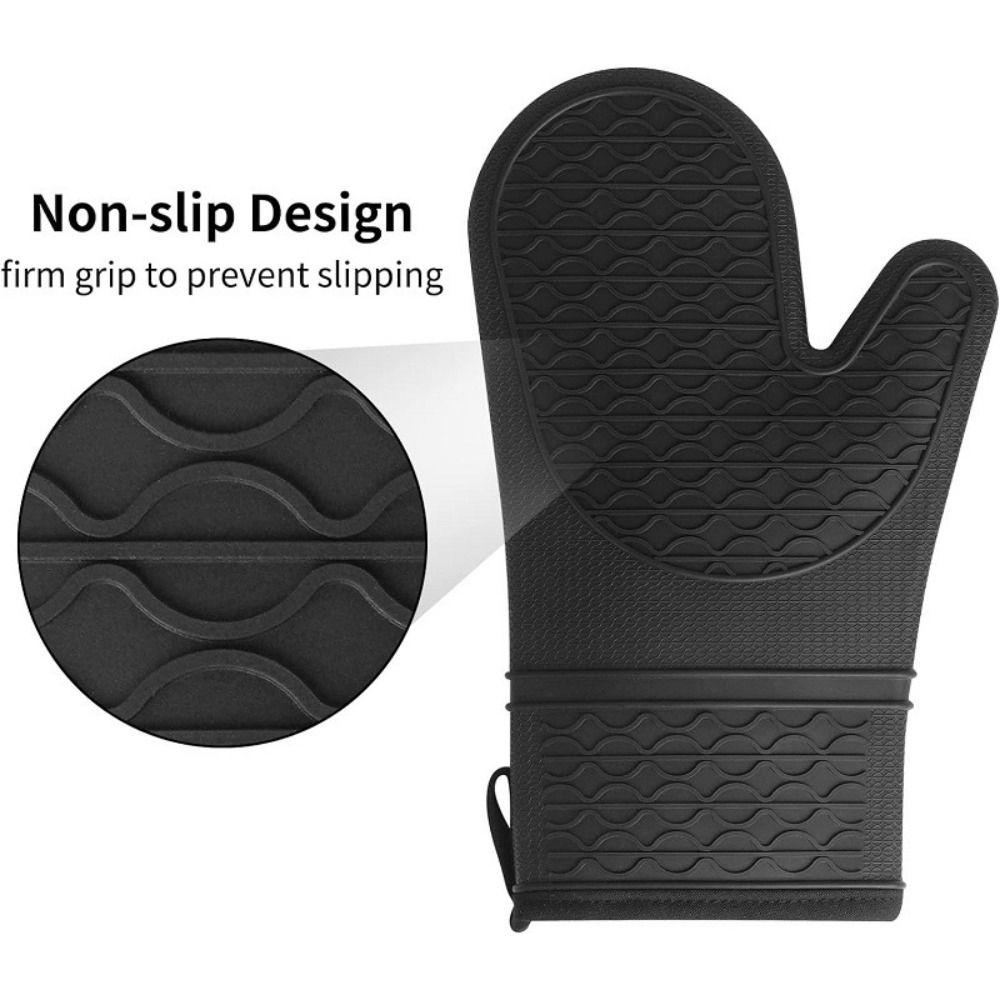 Silicone Heat Resistant Mitts Non-Slip Grip BBQ Gloves Food Grade Kitchen Potholder Household