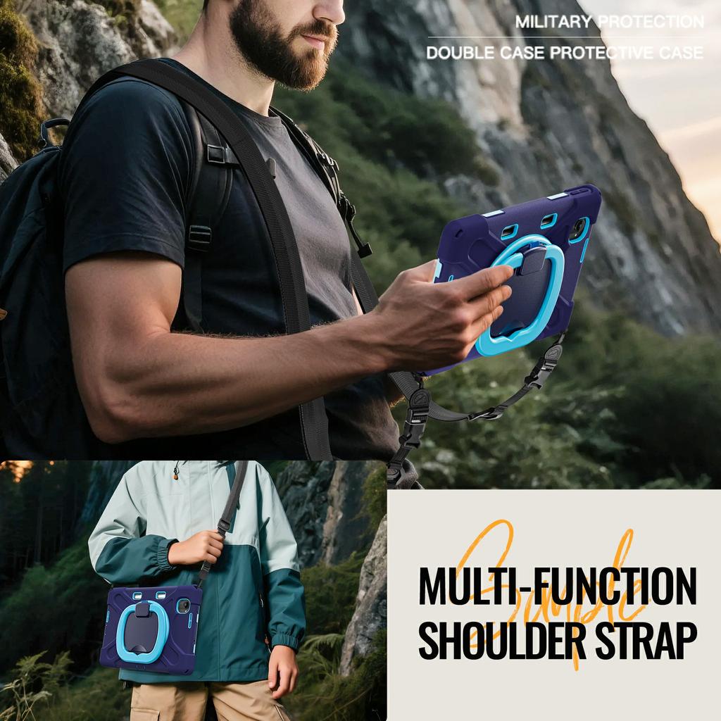 For Xiaomi Redmi K Pad Case with Shoulder Strap TPU+PC+Silicone Kickstand Tablet Cover