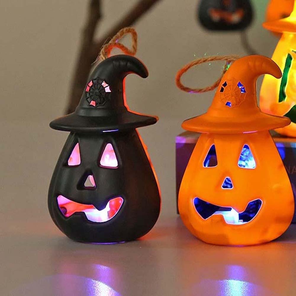 Cell Battery Operated Halloween Pumpkin Lantern Light Weight Electronic Candle Lamp Desk Ornament
