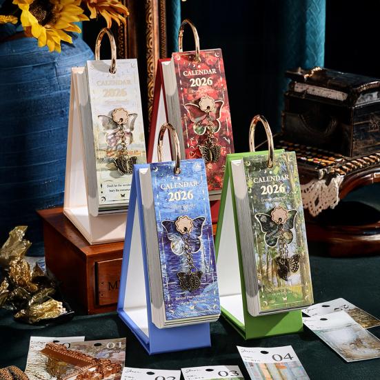 2026 Vintage European Style Oil Painting Flip Calendar Desktop Flip Calendar