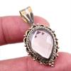 Natural Smoky Quartz 925 Solid Sterling Silver Jewelry TwoTone Pendant 1.5" W5L88