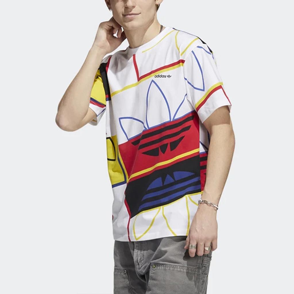 Adidas Оригинальная спортивная футболка с круглым вырезом и контрастным трилистником, мужские топы, белые H31315
