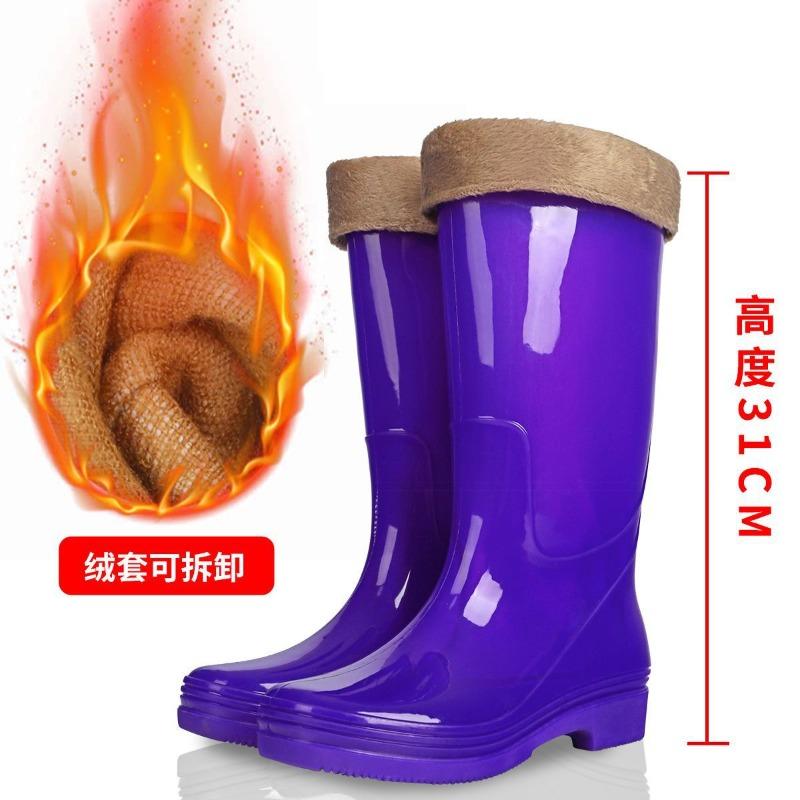 Fashion rain shoes women's tall tube quick-drying no lining non-slip waterproof beef tendon sole rain boots adult work labor insurance women