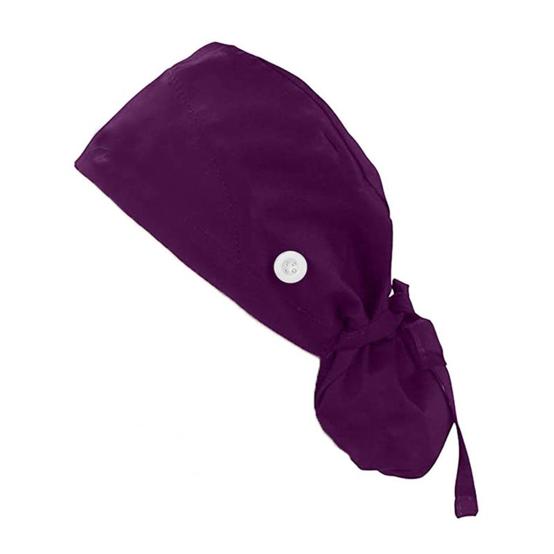 Однотонная напечатанная шапочка медсестры, регулируемая, моющаяся, рабочая шапочка, женская шапочка с хвостиком