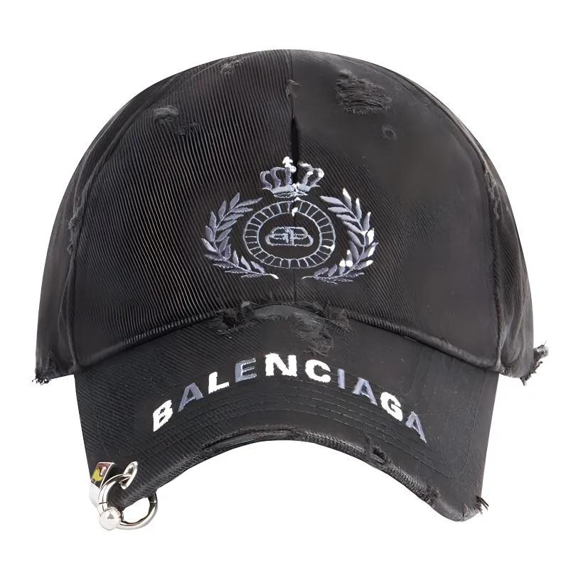 Balenciaga Destroyed Bb Pierced Cap (Unisex) Baseball Caps 661887410B21077