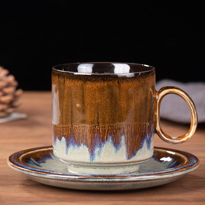 150 мл керамическая кофейная чашка и блюдце набор для украшения гостиной чашка концентрированного кофе и чайная чашка ретро расписанный вручную чайный сервиз