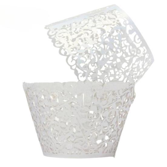 50X Wedding Birthday Baby Shower Filigree Vine Decor Wrapper Wraps Cupcake Cases CDN