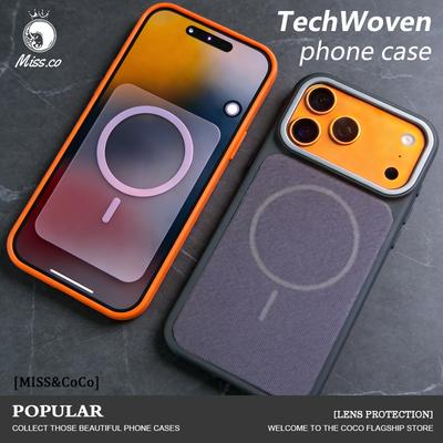 Модный оригинальный магнитный чехол TechWoven для телефона, подходит для iPhone 17 Promax 16 15 Pro Max, задняя крышка с окном для IC-карты и кнопкой-чипом