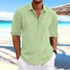 Men's Linen Shirts Long Sleeve Button Up Shirt Casual Summer Loose Fit Home Style Shirts