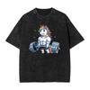 Men T Shirt Unicorn Weightlifting Washed T Shirts Fashion Funny Gym Summer Tees Aesthetic Print Cotton Clothing