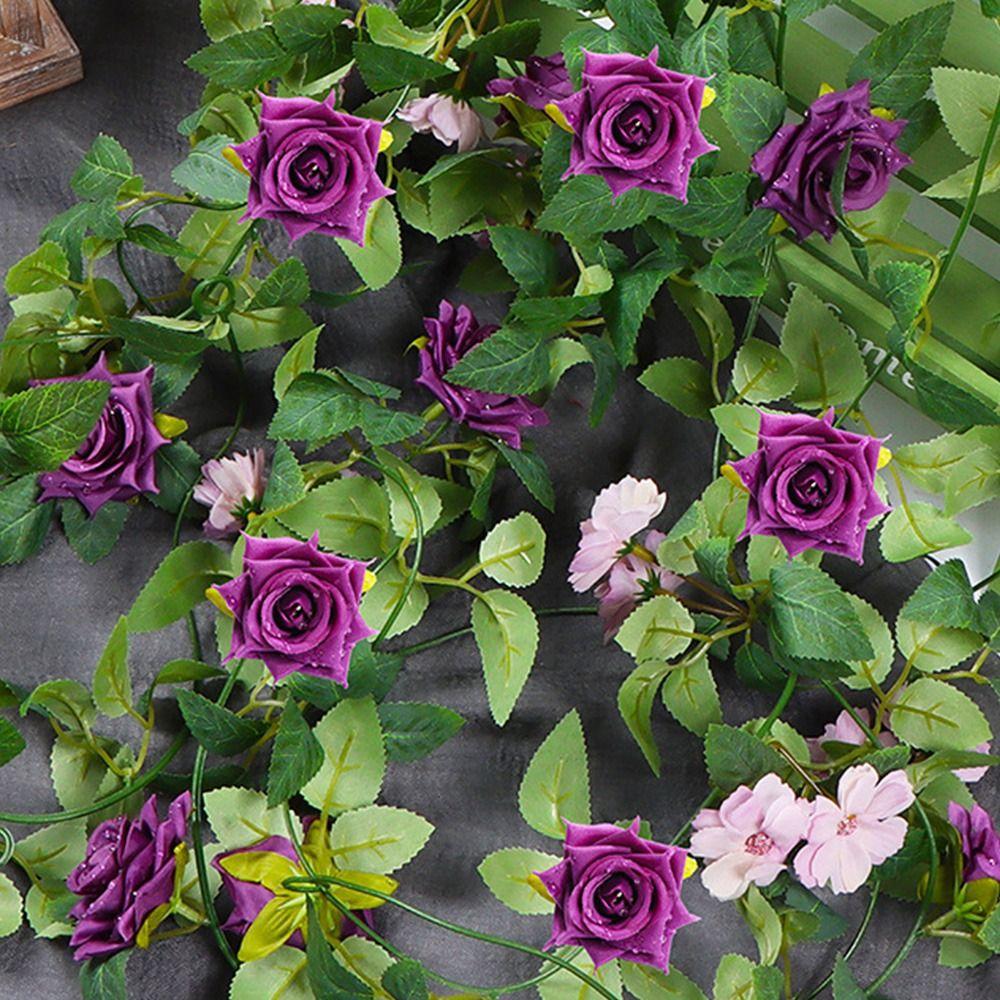 Spring Artificial Rose Vine Handmade Rose Wall Hanging Simulation Rose Vine  Wedding Party