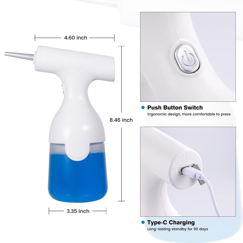 Электрический дозатор мыла, перезаряжаемый распылитель пены с 2 насадками, настенное крепление, многоразовый пенопласт
