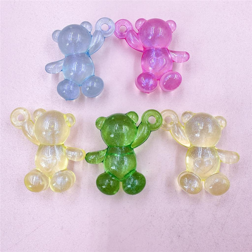 Модный кулон своими руками для изготовления ювелирных изделий 5 шт. Материал ручной работы 33,3 * 31,6 мм Акриловый машущий медведь Прозрачный