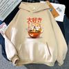 Shiba Inu Slurping Ramen Noodles Hoodie Cartoon Kawaii Cat Graphic Sweatshirt Cool Anime Pullover Women Men Clothing