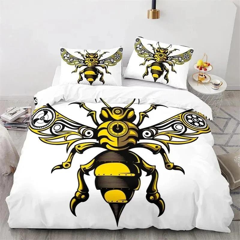 Bee Quilt Cover Pillowcase Home Bedding Set Adult Boy Girl Bedroom Decor Kids Gift Single Double Large Size 135x200