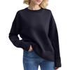 Women's Oversized Knit Sweater, Comfortable Top, Cute Thick Round Neck Plus Size Pullover Long Sleeve Clothing
