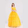 Golden Cinderella Bell Princess Dress Costume, Fairy Tale Adult Uniform Halloween Ball Costume