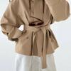 Za Autumn and Winter New Arrivals Women's Clothing Zr European and American Style Belted Lapel Solid Color Loose Pocket Short Trench Coat