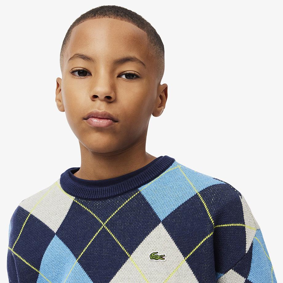 Lacoste Шерстяной свитер в ромбы для мальчика AJ2485-54NQRN