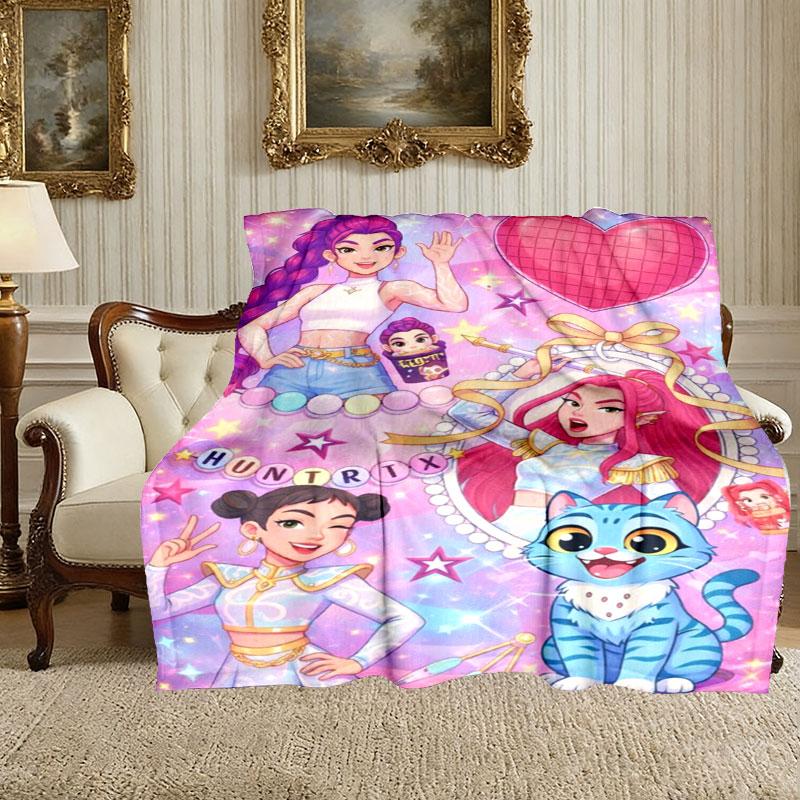 Soft Kpop Demon Hunters Blanket Perfect for Snuggling Up on the Sofa, Ideal for Cozying Up in the Bedroom