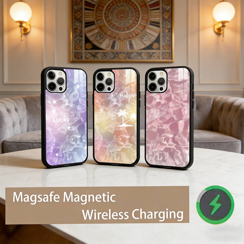 Clear Water Ripples Phone Case For iPhone17,16,15,14,13,12,11 Plus,Pro Max Magnetic For Magsafe Wireless Charging
