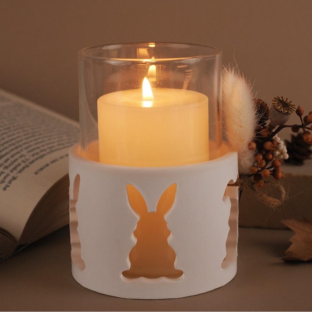 Easter Rabbit Hollow Candlestick Mold Silicone Resin Casting Molds DIY Candle Holder  Home Decor