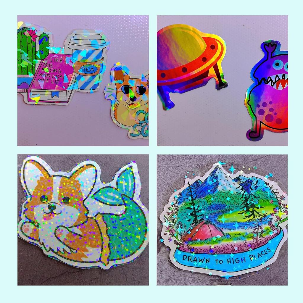 20 Sheets Stars Holographic Sticker Paper A4 Size Rainbow Laminating Film Holographic Self-Adhesive Laminted Film