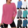 Women's Solid Color Round Neck Long Sleeve Loose Pullover Top