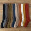 Органический хлопок однотонные теплые высокие до бедра женские девушки уличная мода молодые повседневные гольфы до колена Харадзюку длинные носки женские чулки