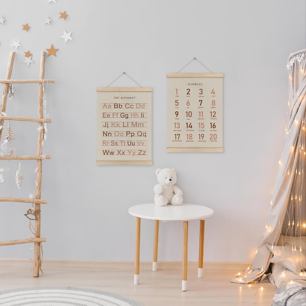 2 шт. Набор рамок-подвесов для плакатов с алфавитом и цифрами, баннер ABC, настенный арт-постер с деревянными рамками, для дома, класса