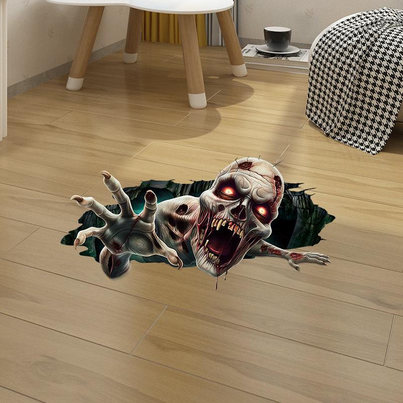 3D Стереоскопические Призрачные Наклейки на Пол и Окно для Хэллоуинской Вечеринки