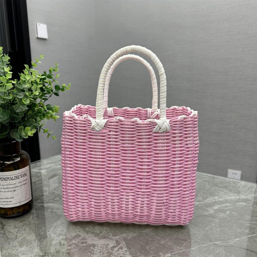 Новая имитация ротанга Корзина для хранения Квадратная Пластиковые Подвесные корзины Ручное плетение с ручкой Плетеная Сумка Цветок