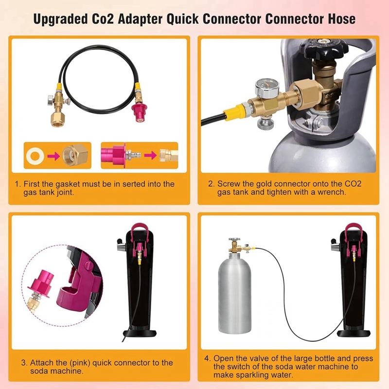 Адаптер CO2 для газированной воды Быстросъемный адаптер Шланг Для серий Terra DUO Art Gaia Aqua Fizz (60inch) Для клапана CGA320