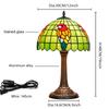 Handmade Parrot Motif Green Table Lamp Vintage Colored Glass Shade Christmas Gift Idea Decorative Lighting