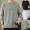 Men Fall Spring Sweatshirt Round Neck Long Sleeve Letter Embroidery Color Matching Loose Casual Soft Elastic Cuff Men Daily Top T-shirt