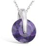 [K0156] - Silver 'Crystal' Amethyst Silver Pendant (rhodium-plated) - 8 Mm