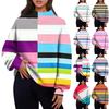 Women's Casual Fashion Comfortable Loose Turtleneck Multicolor Printed Long Sleeve Sweater Tops