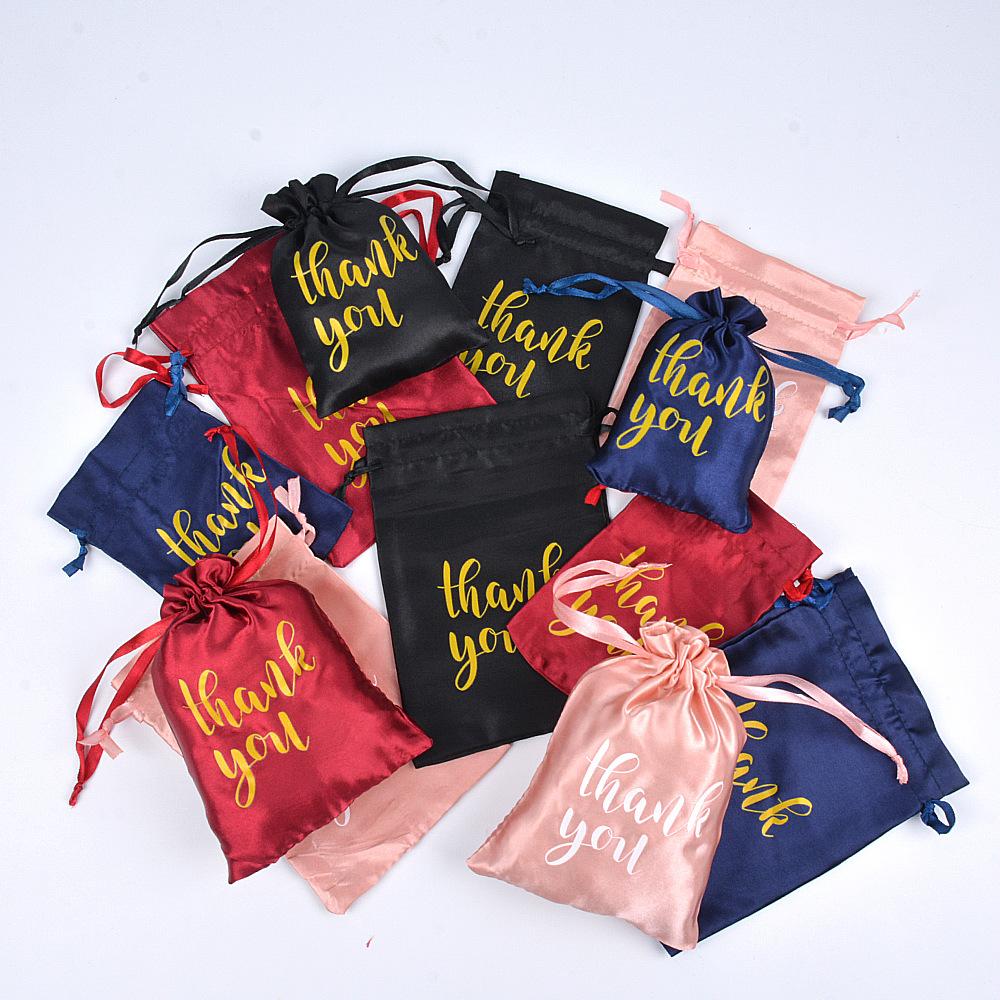 12 шт. Шелковый сегментный цвет Дин День благодарения Подарочный пакет Спасибо Завязки Мешочек для хранения ювелирных изделий Подарочная упаковка для конфет Мешочек на завязках