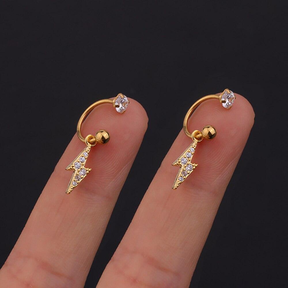 2 шт., серьги-гвоздики из нержавеющей стали со звездами и фианитами, женские серьги-гвоздики серебряного цвета, ювелирные изделия для пирсинга козелка хряща