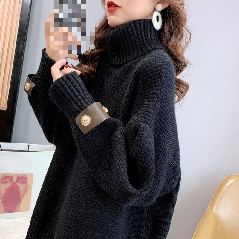 Autumn Pullovers Turtleneck Sweaters for Women Fashion Winter Long Sleeve Loose Knitted Sweater Woman Vintage Solid Soft Warm Knitwear Jumpers 25405