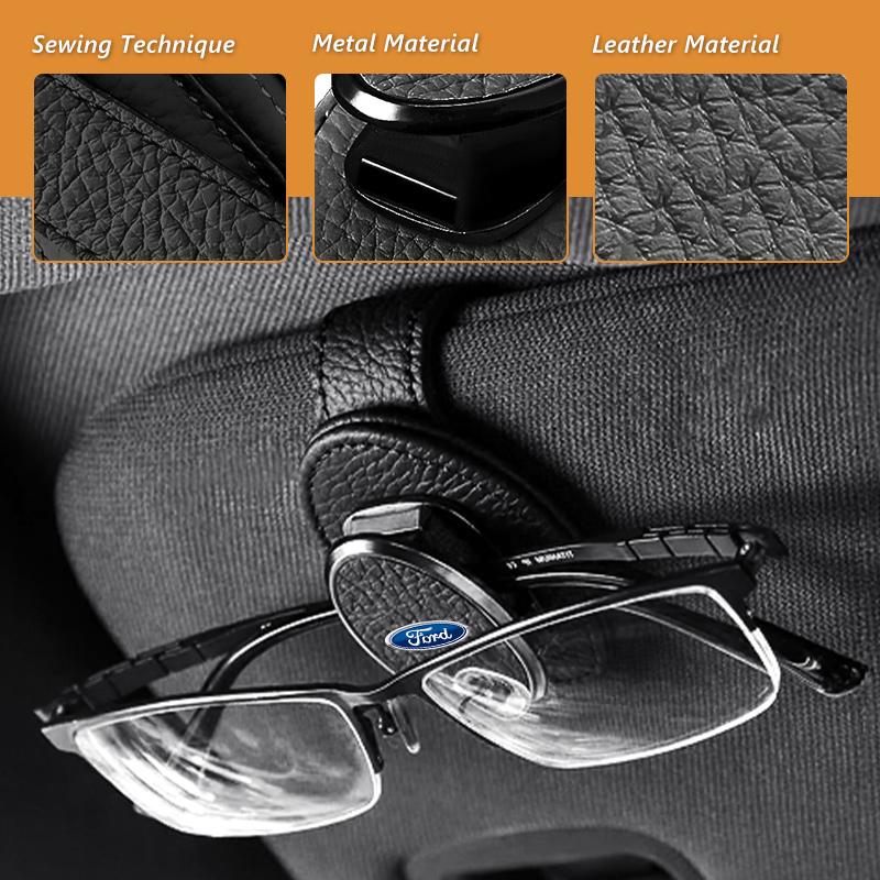 Car Styling Sunglasses Holder Magnetic Leather Clip Card Ticket Holder Accessories For Ford Escort KA Flex Everest KA Expedition qa1