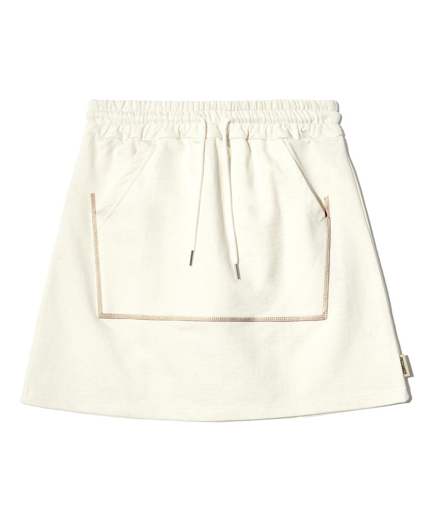 Peace Maker Pocket Sweat Mini Skirt (Cream)