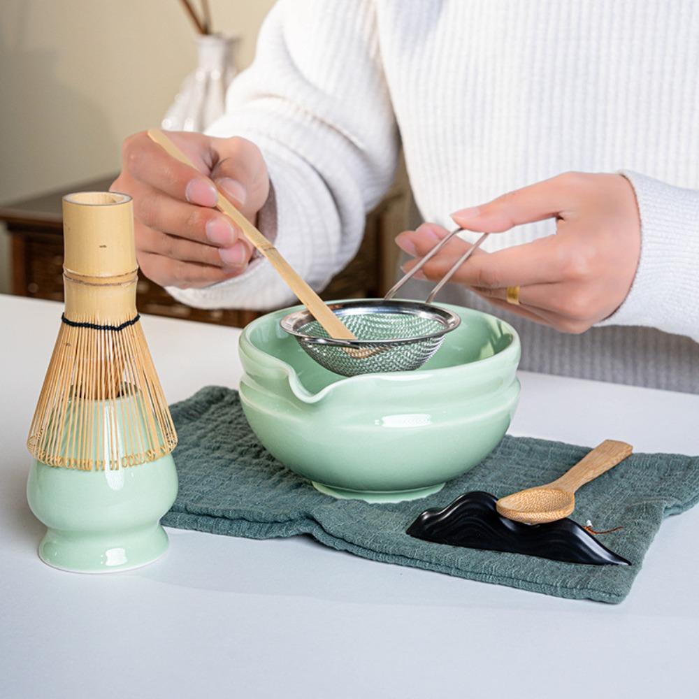 with Pouring Spout Matcha Whisk Holder Ceramic Matcha Making Kit New Matcha Bowl Tea Lovers