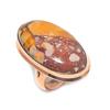 Natural Silver Leaf Jasper Gemstone Handmade Copper Jewelry Ring Size 6.5 W0M93