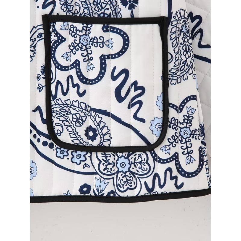 Осенне-зимняя женская хлопковая куртка с принтом, новая мода, круглый вырез, длинные рукава, теплое пальто, свободная легкая хлопковая верхняя одежда